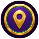 Gold coin with a location pin