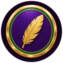 Gold coin with a feather