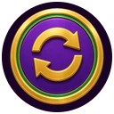 Gold coin with sync arrows