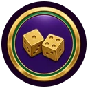 Gold coin with a pair of dice