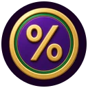 Gold coin with a percent sign