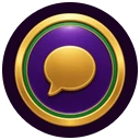 Gold coin with a chat bubble