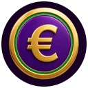 Gold coin with a euro sign