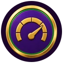 Gold coin with a speedometer gauge